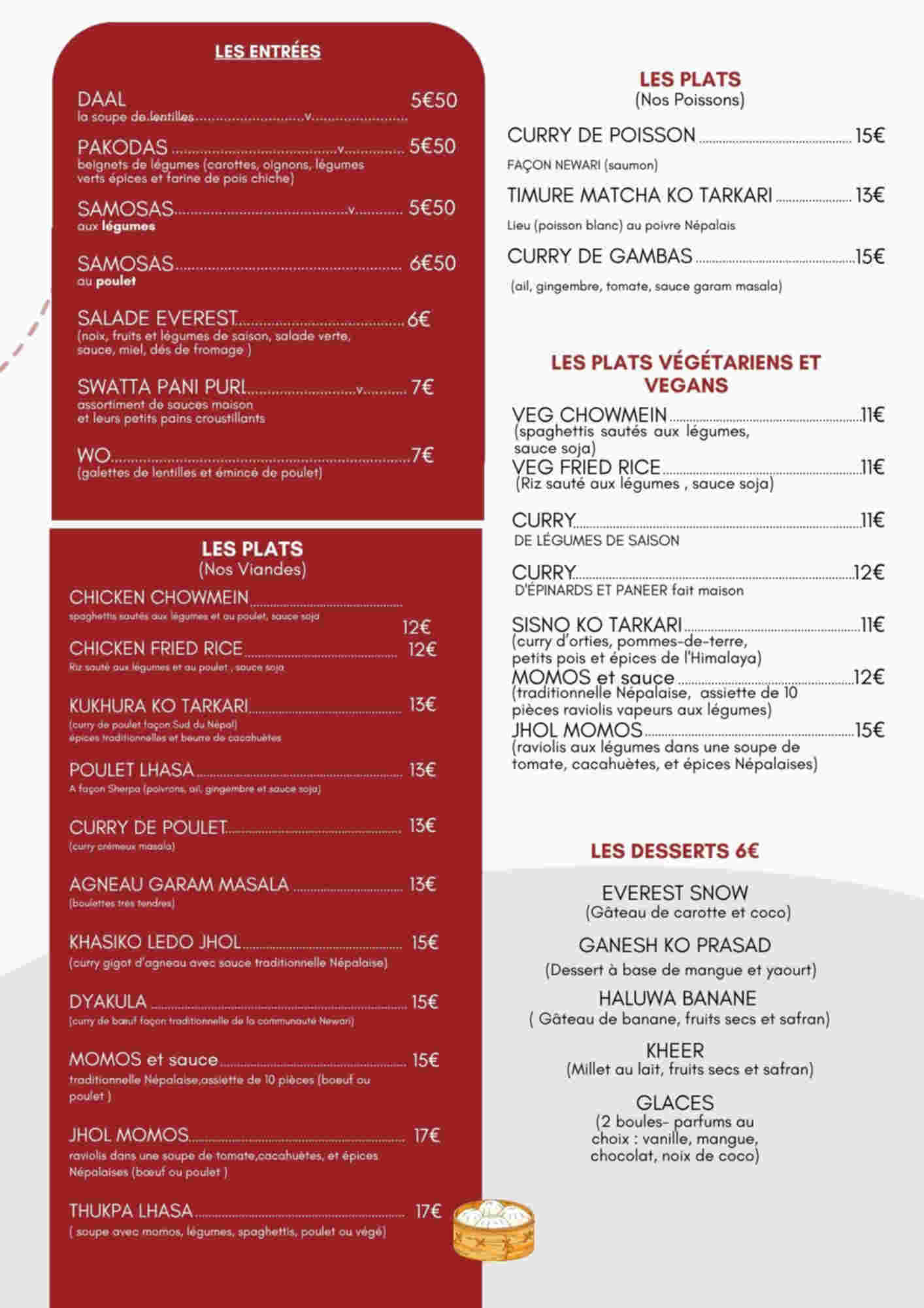 Menu design sample for restaurant